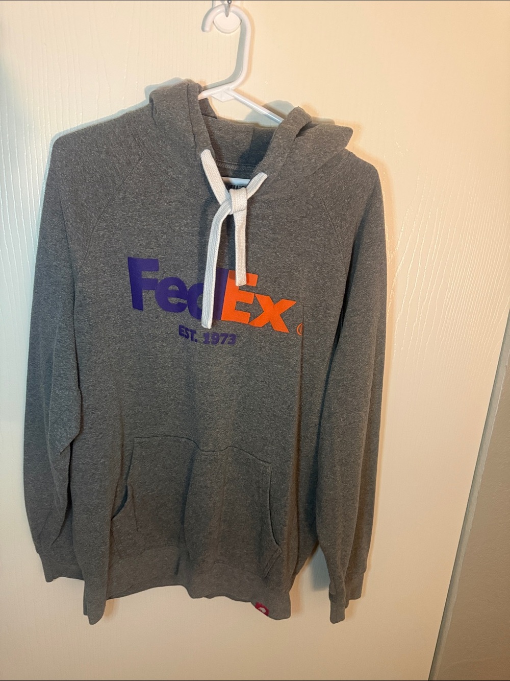 FedEx Gray Pullover Hoodie with Purple and Orange Logo